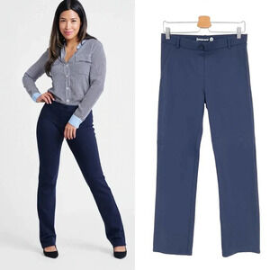 Betabrand Straight-Leg Classic Dress Pant Yoga Pant Navy Blue Size Medium Petite